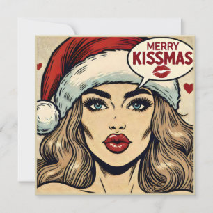 Merry Kissmas Retro Comic-Book Christmas Holiday Card