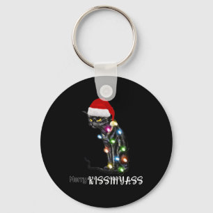 Merry Kissmy Fun Cat Christmas Lights 2 Key Ring
