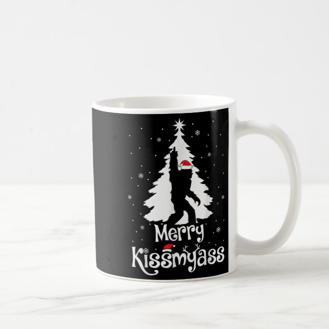 Merry Kissmy Funny Bigfoot Yeti Sasquatch Christma Coffee Mug (Right)
