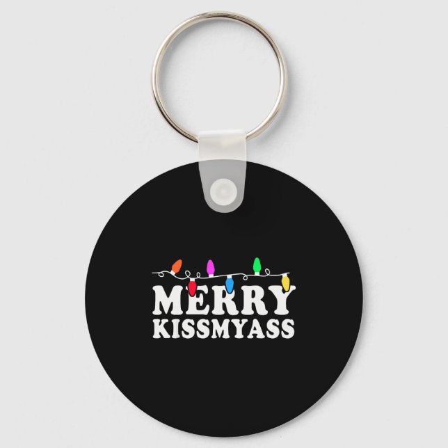 Merry Kissmy Shirt - Inappropriate Christmas Shirt Key Ring (Front)