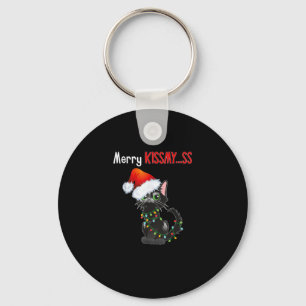 Merry Kissmy..ss Black Cat Christmas Lights Cat In Key Ring