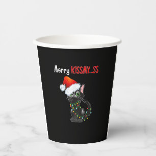 Merry Kissmy..ss Black Cat Christmas Lights Cat In Paper Cups