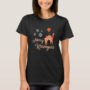 Merry Kissmyass Angry Christmas Cat With Coffee 3 T-Shirt