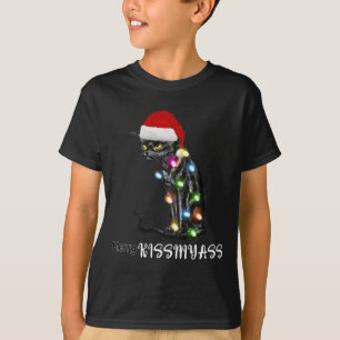 Merry Kissmyass Fun Cat Christmas Lights 2 T-Shirt