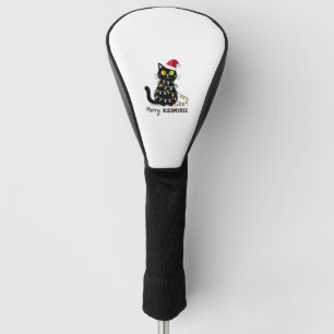 Merry Kissmyass Funny Cat Christmas Lights Premium Golf Head Cover