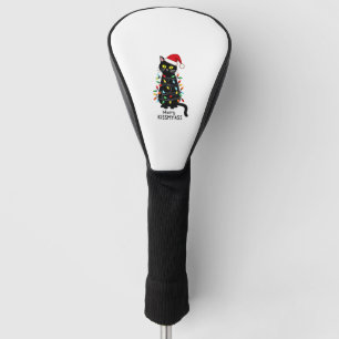 Merry Kissmyass Funny Cat Christmas Lights Premium Golf Head Cover