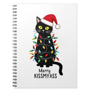 Merry Kissmyass Funny Cat Christmas Lights Premium Notebook