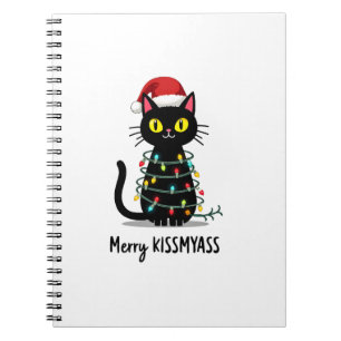 Merry Kissmyass Funny Cat Christmas Lights Premium Notebook