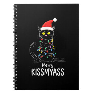 Merry Kissmyass Funny Cat Christmas Lights Premium Notebook