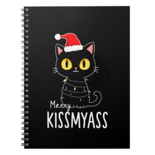 Merry Kissmyass Funny Cat Christmas Lights Premium Notebook