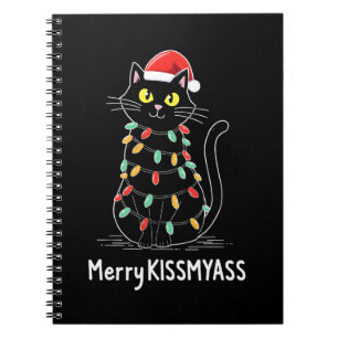 Merry Kissmyass Funny Cat Christmas Lights Premium Notebook