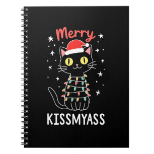 Merry Kissmyass Funny Cat Christmas Lights Premium Notebook