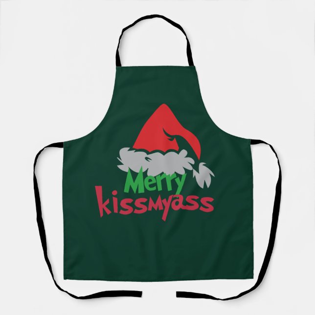 Merry Kissmyass Funny Christmas Apron (Front)