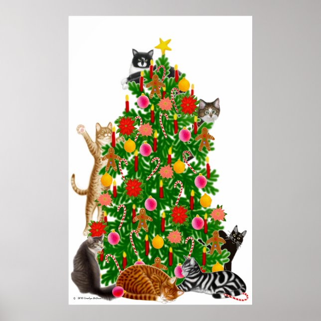 Merry Kitty Christmas Tree Print (Front)