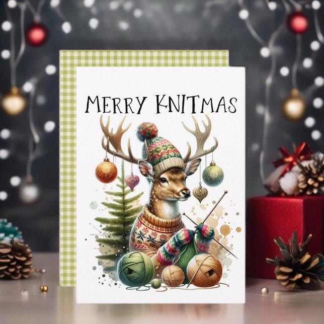 Merry Knittmas Knitting Christmas Invitation (For yarn lovers and craft enthusiasts. )