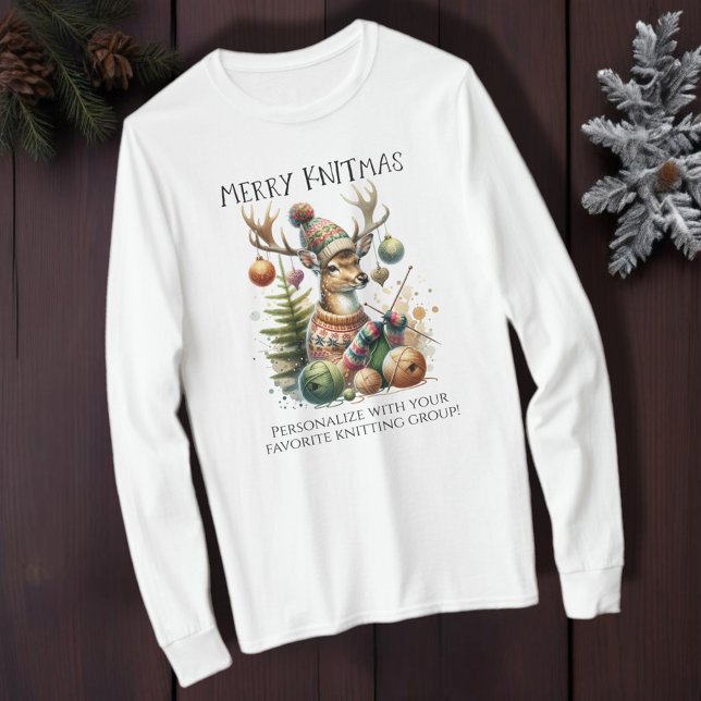 Merry Knittmas Knitting Christmas T-Shirt (For yarn lovers and craft enthusiasts. )