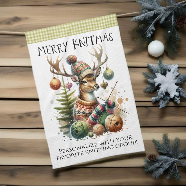Merry Knittmas Knitting Christmas Tea Towel (For yarn lovers and craft enthusiasts. )