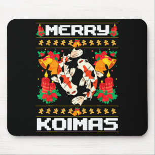 Merry Koima's Koi Fish Ugly Christmas Xmas Party Mouse Pad