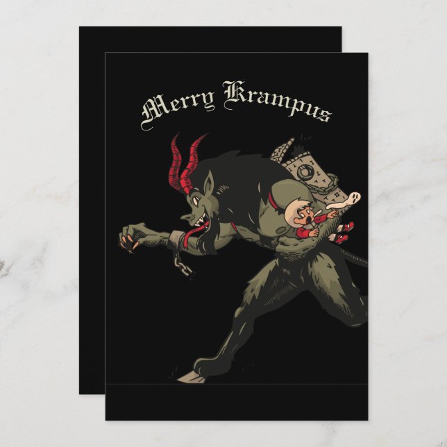 Merry Krampus Christmas Holiday Card (Front/Back)