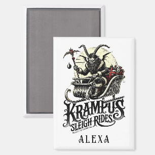 Merry Krampus Christmas Krampus Sleigh Rides Magnet