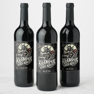 Merry Krampus Christmas Krampus Sleigh Rides Wine Label