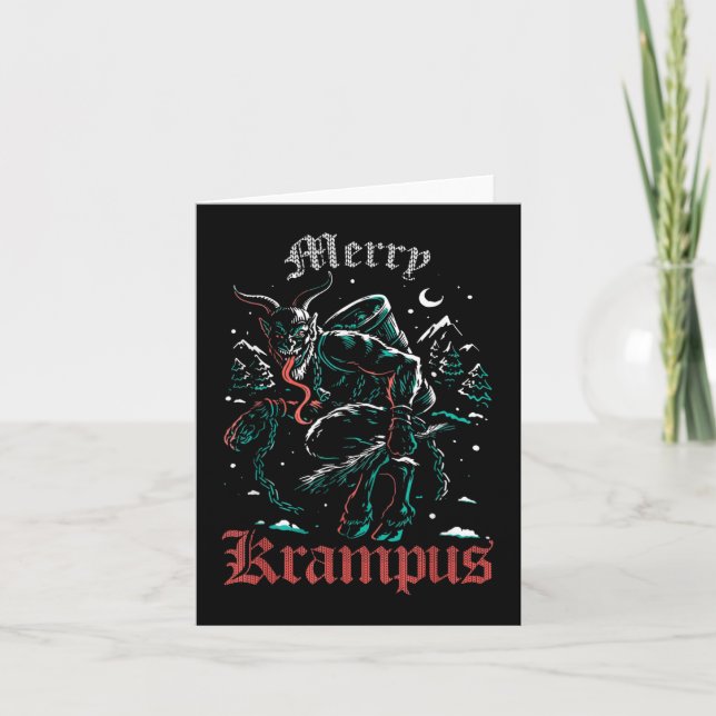 Merry Krampus Christmas Xmas Horror Ugly  Evil Paj Card (Front)