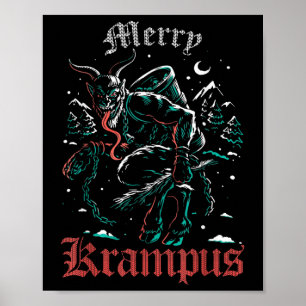 Merry Krampus Christmas Xmas Horror Ugly Evil Paj Poster