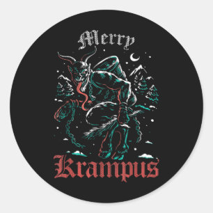Merry Krampus Christmas Xmas Horror Ugly Evil Paja Classic Round Sticker