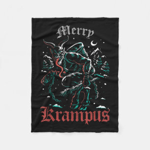 Merry Krampus Christmas Xmas Horror Ugly Evil Paja Fleece Blanket
