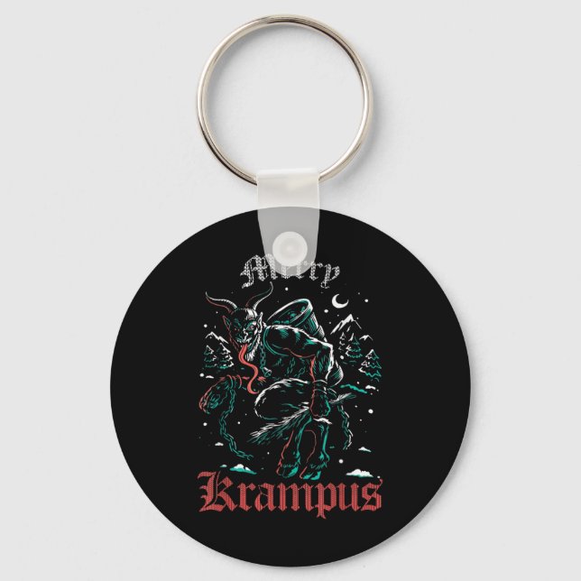 Merry Krampus Christmas Xmas Horror Ugly Evil Paja Key Ring (Front)
