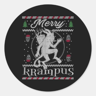 Merry Krampus Christmas Xmas Horror Ugly Sweater E Classic Round Sticker