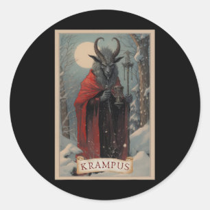 Merry Krampus Christmas Xmas Horror Ugly Sweater E Classic Round Sticker