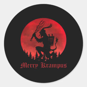 Merry Krampus Christmas Xmas Horror Ugly Sweater E Classic Round Sticker