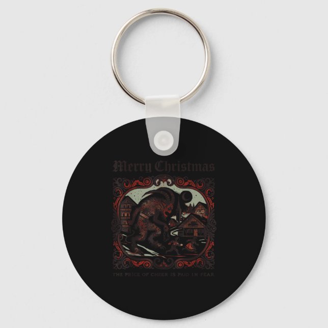 Merry Krampus Christmas Xmas Horror Ugly Sweater E Key Ring (Front)