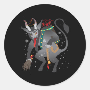 Merry Krampus Horror Christmas Evil Pajama Evil Pa Classic Round Sticker
