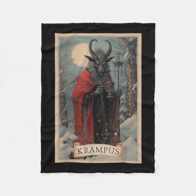 Merry Krampus Horror Christmas Ugly Sweater Evil P Fleece Blanket (Front)