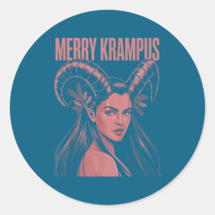 Merry Krampus Ironic Lilith Christmas Dark Feminin Classic Round Sticker