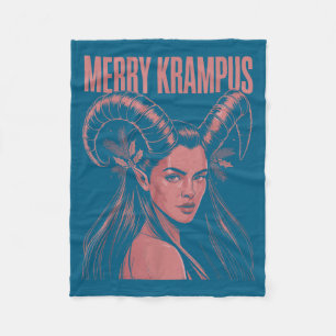 Merry Krampus Ironic Lilith Christmas Dark Feminin Fleece Blanket