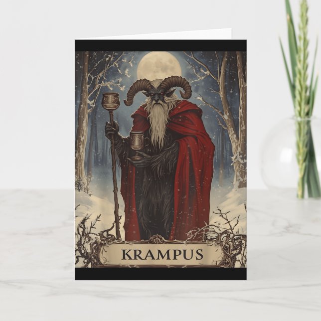Merry Krampus Pajama Funny Christmas Horror Ugly S Card (Front)