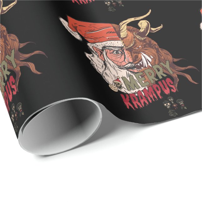 Merry Krampus Scary Santa Horror Christmas Wrapping Paper (Roll Corner)