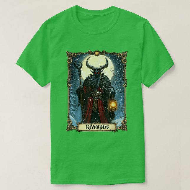 Merry Krampus Tarot Card Christmas Horror Ugly Swe T-Shirt (Design Front)