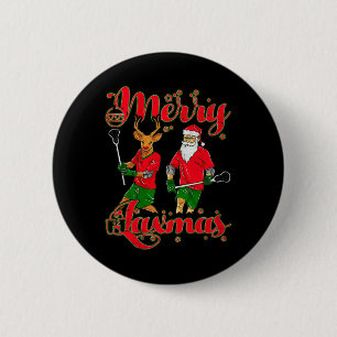Merry Laxmas Christmas Lacrosse Player Reindeer Sa 6 Cm Round Badge