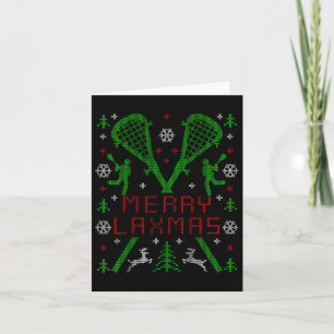 Merry Laxmas Funny Lacrosse Ugly Christmas Sweater Card