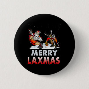 Merry Laxmas-ugly Christmas Lacrosse Santa Reindee 6 Cm Round Badge