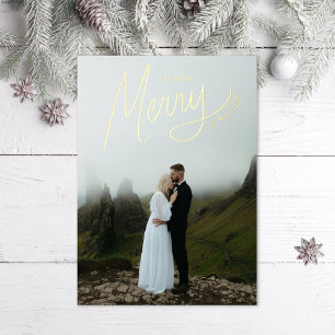 Merry Lettering Winter Wedding Photo