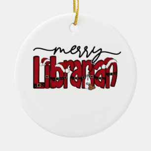 Merry Librarian Christmas Book Lover Library Ceramic Tree Decoration
