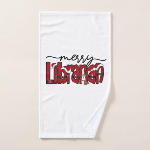 Merry Librarian Christmas Book Lover Library  Hand Towel