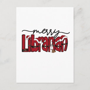 Merry Librarian Christmas Book Lover Library Invitation Postcard