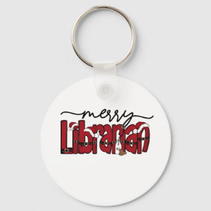 Merry Librarian Christmas Book Lover Library  Key Ring