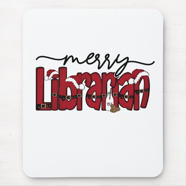 Merry Librarian Christmas Book Lover Library  Mouse Pad (Front)
